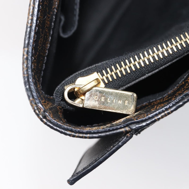 Celine Vintage Macadam Canvas And Leather Black Bag