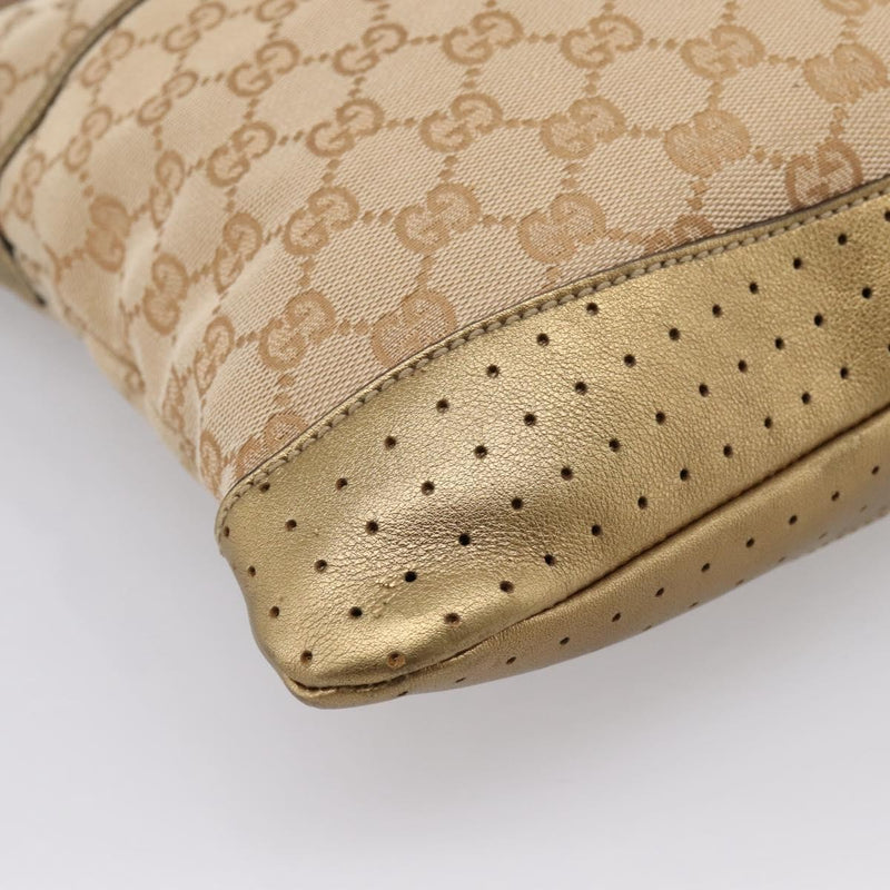 Gucci Zip Messenger Gg Canvas With Perforated Leather Beige