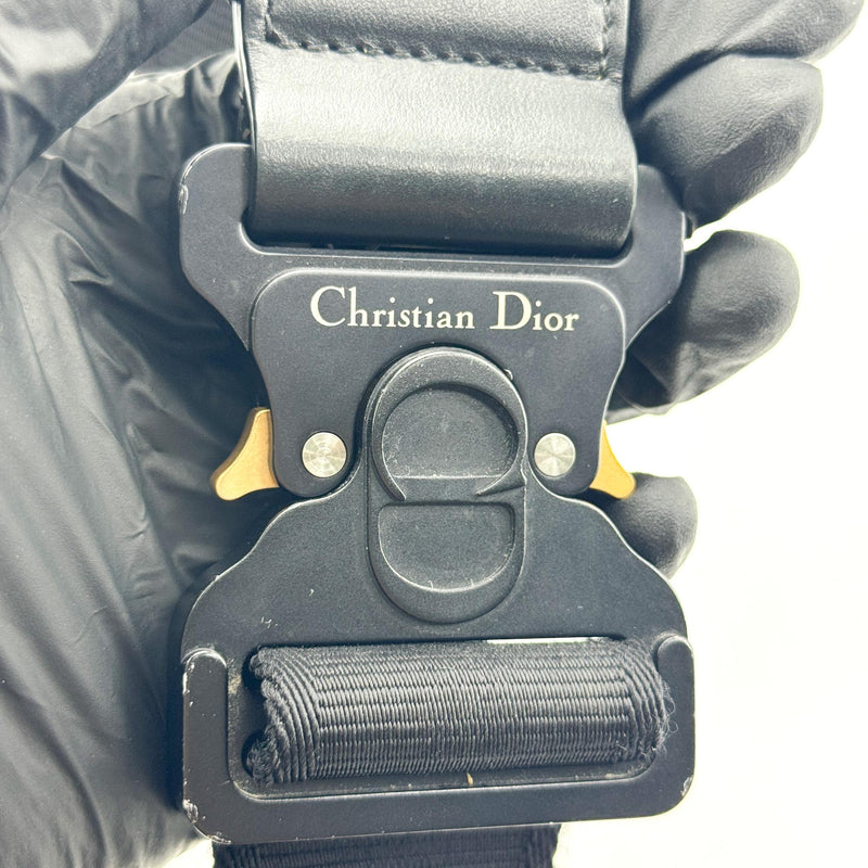 Christian Dior Saddle Cd Diamond Coated Canvas And Leather Black Bag