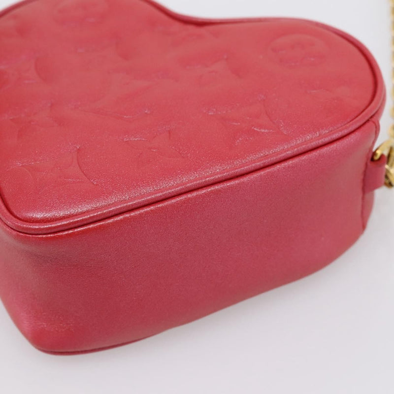 Louis Vuitton Coeur Heart On Chain Monogram Embossed Lambskin Red Leather Bag