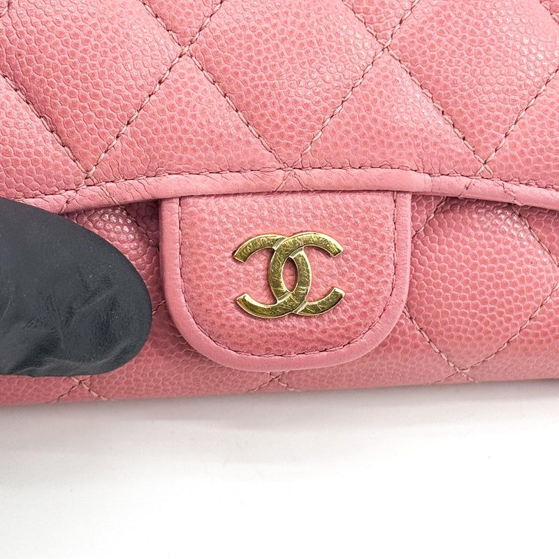 Chanel Classic Flap Card Case Quilted Caviar Pink Leather Accessory