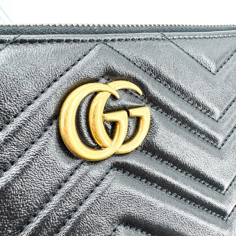 Gucci Gg Marmont Pouch Matelasse Leather Black