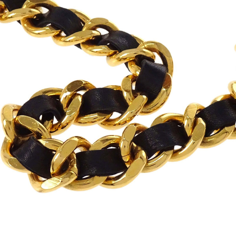 Chanel Cc Medallion Chain Belt Metal With Leather Gold Gold_plated