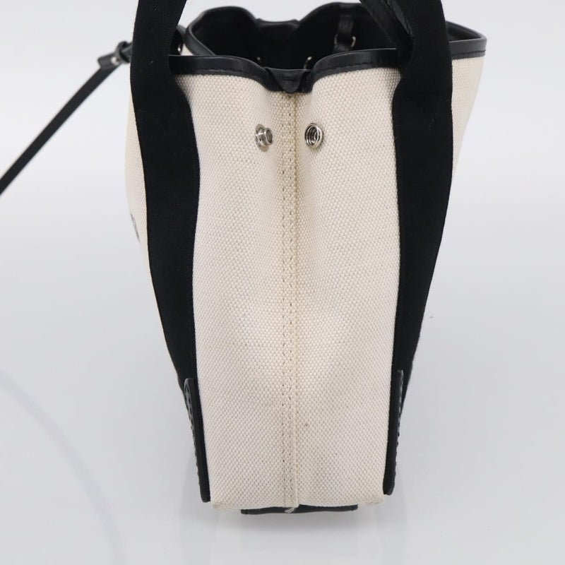 Balenciaga Navy Cabas Canvas With Leather White Bag