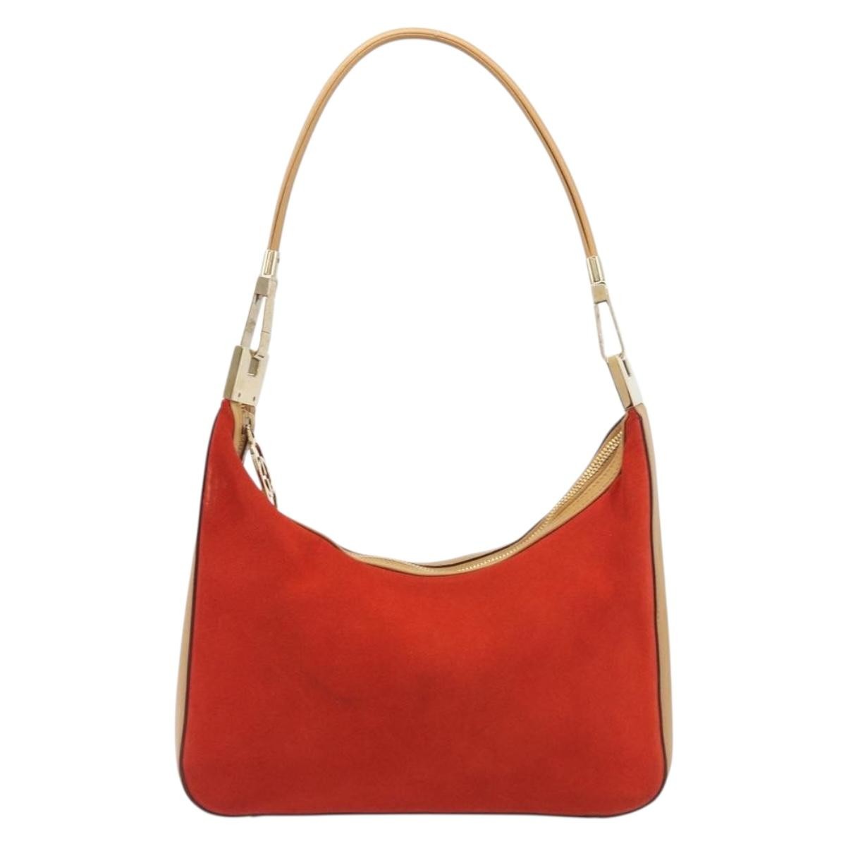 Gucci Vintage Zip Hobo Leather & Suede Red