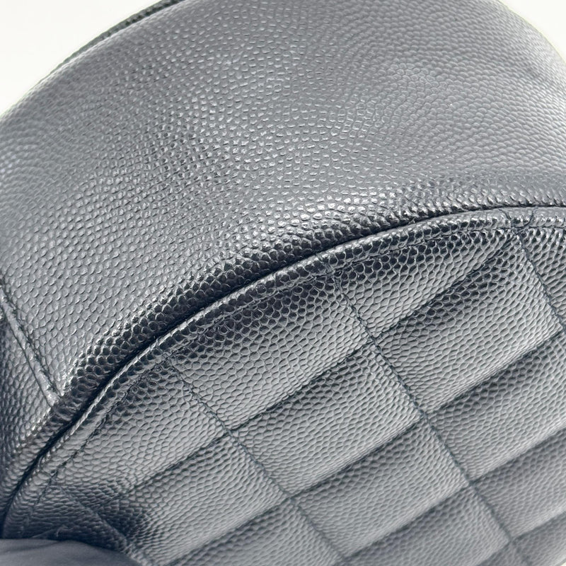 Chanel Round Chain Quilted Caviar Black Leather Bag