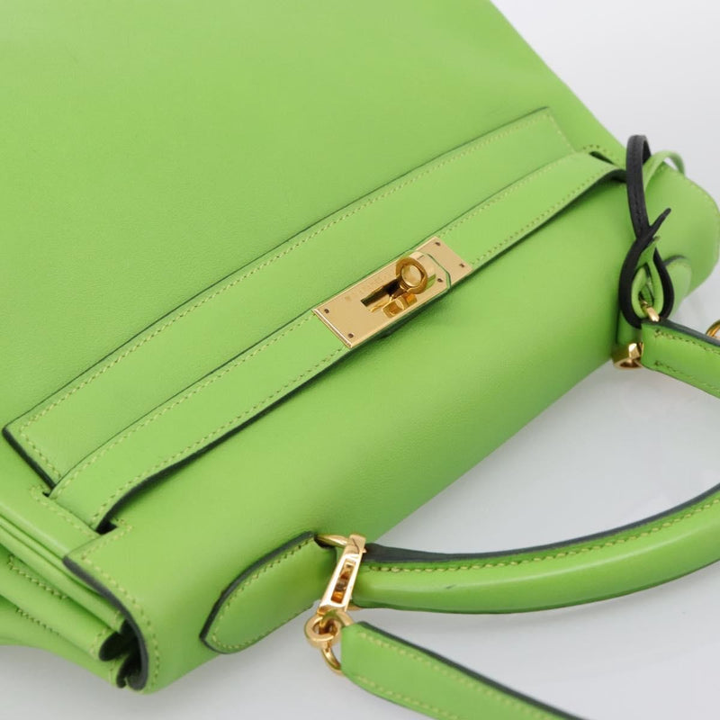Hermes Kelly Green Gulliver With Gold Hardware Leather Bag