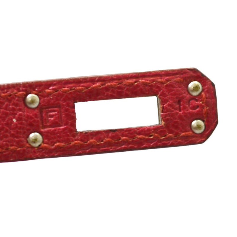 Hermes Kelly Red Chevre De Coromandel With Palladium Hardware Pink Calfskin Bag