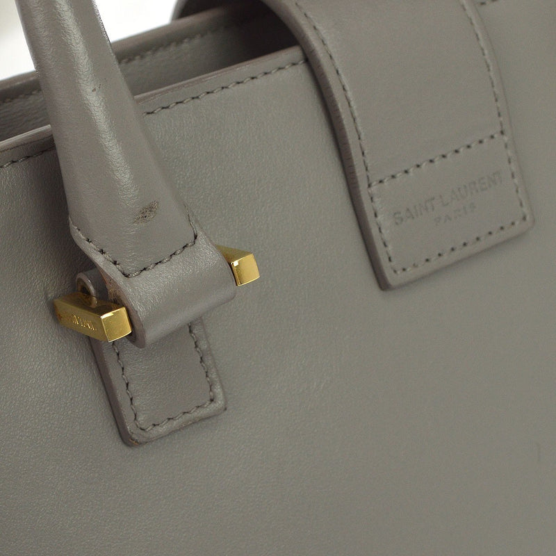 Saint Laurent Monogram Cabas Leather Gray Bag