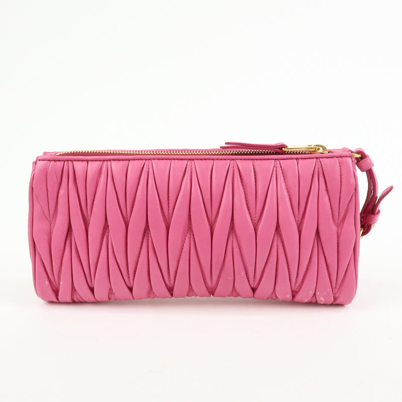 Miu Miu Zip Wristlet Matelasse Leather Pink Bag
