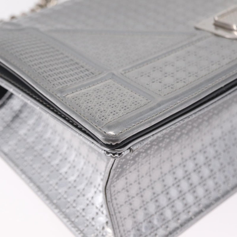 Christian Dior Diorama Flap Patent Silver Patent_leather Bag