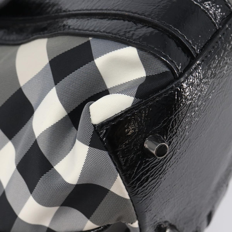 Burberry Nova Check Tote Canvas Pattern Black Nylon