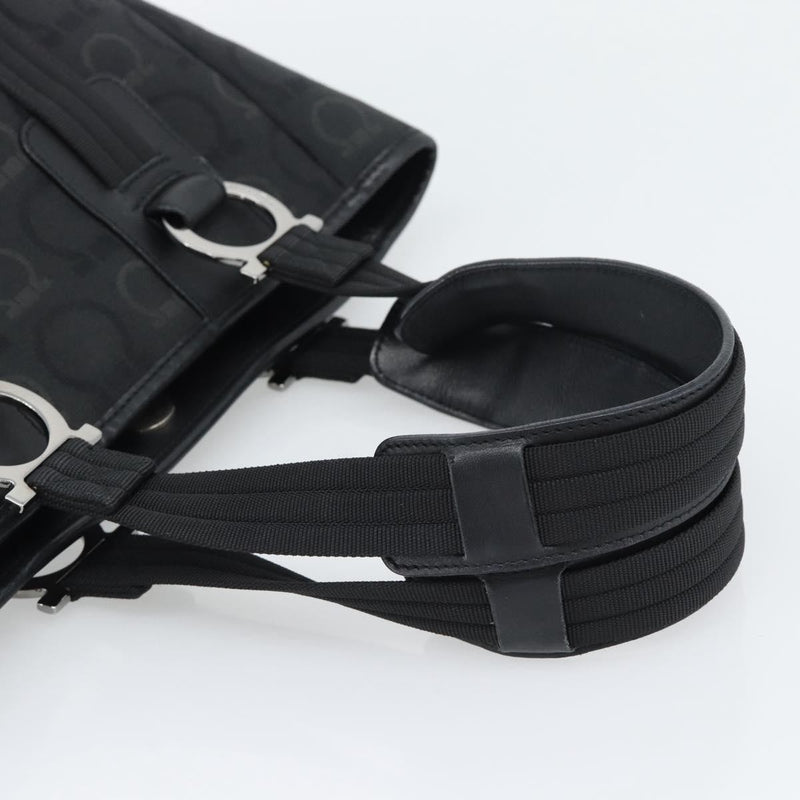 Salvatore Ferragamo Gancini Top Handle Canvas Black Bag