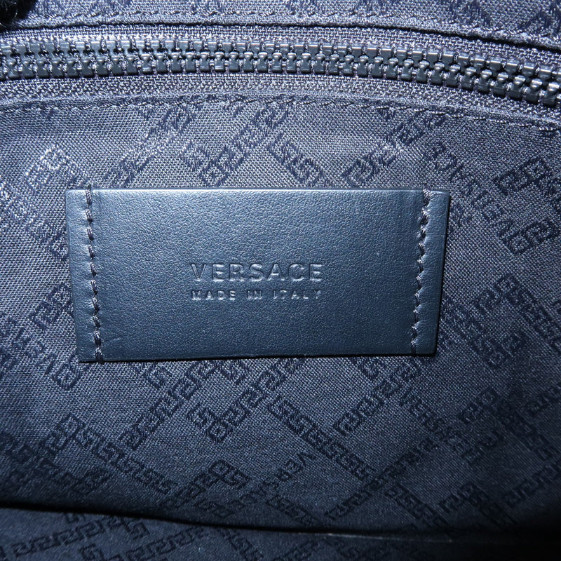 Versace Wristlet Printed Leather Black Bag