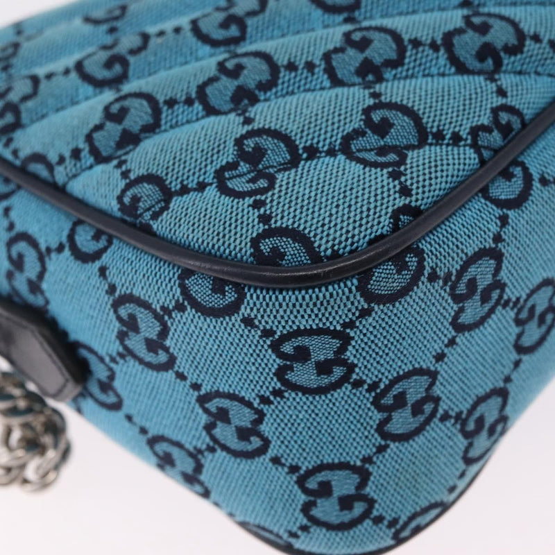 Gucci Gg Marmont Multicolor Diagonal Quilted Canvas Blue Bag