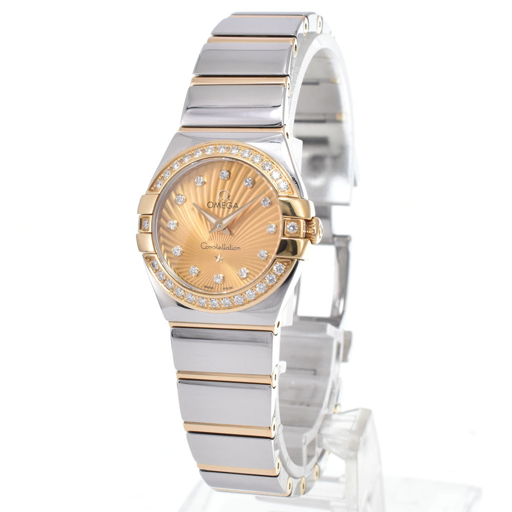 Omega Constellation Quartz Stainless Steel And Yellow Gold With Diamond Bezel Markers Mother Of Pearl Watches