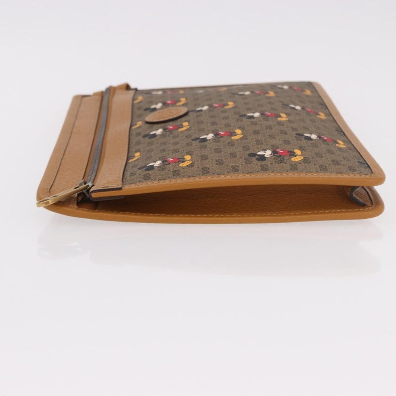 Gucci Disney Mickey Mouse Front Zip Printed Mini Gg Coated Canvas Beige Bag
