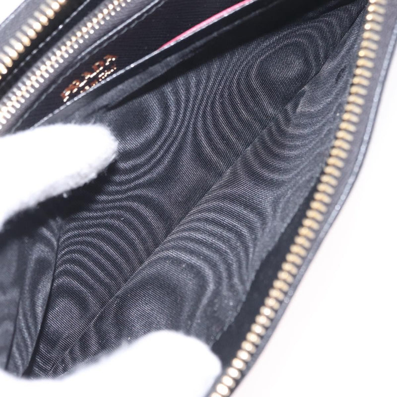Prada Zip Around Tab Saffiano Leather Black Accessory