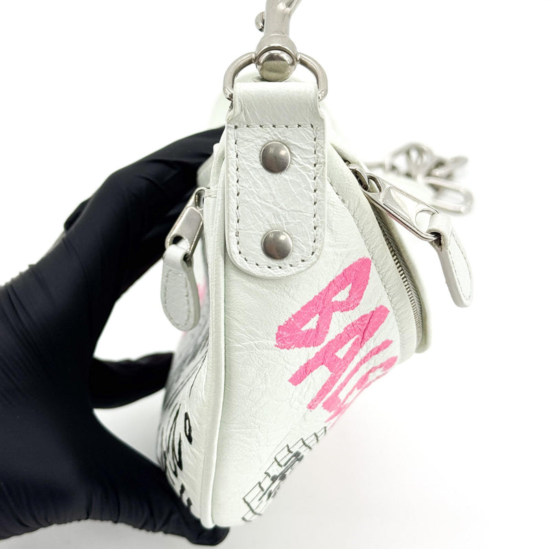 Balenciaga Graffiti Souvenir Belt Leather White Bag