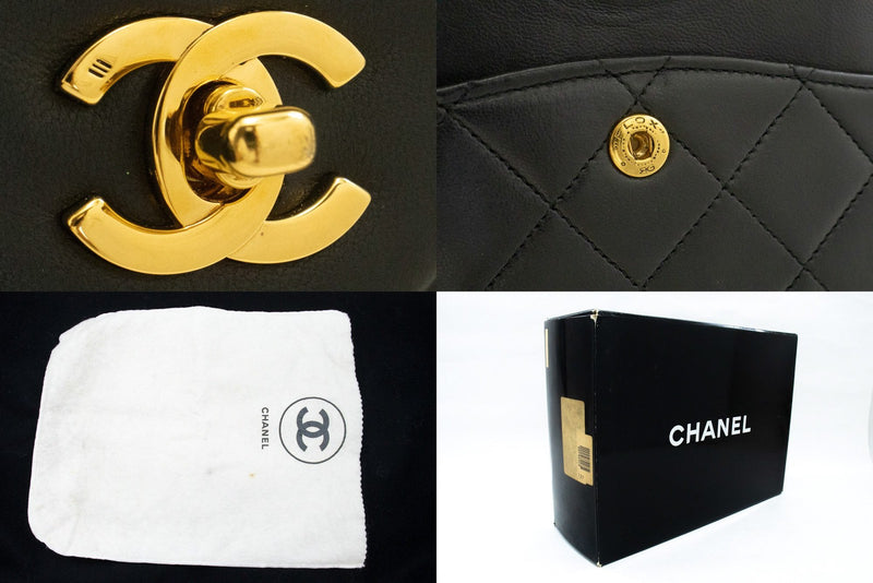 Chanel Timeless - Classic Double Flap Quilted Lambskin Black Leather Bag