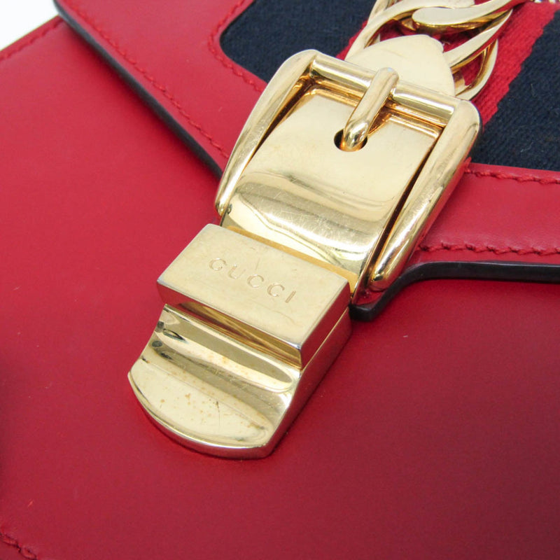 Gucci Sylvie Top Handle Leather Red Bag