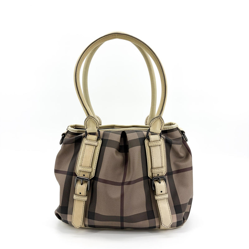Burberry Manor Quilted Leather Black Canvas Bag