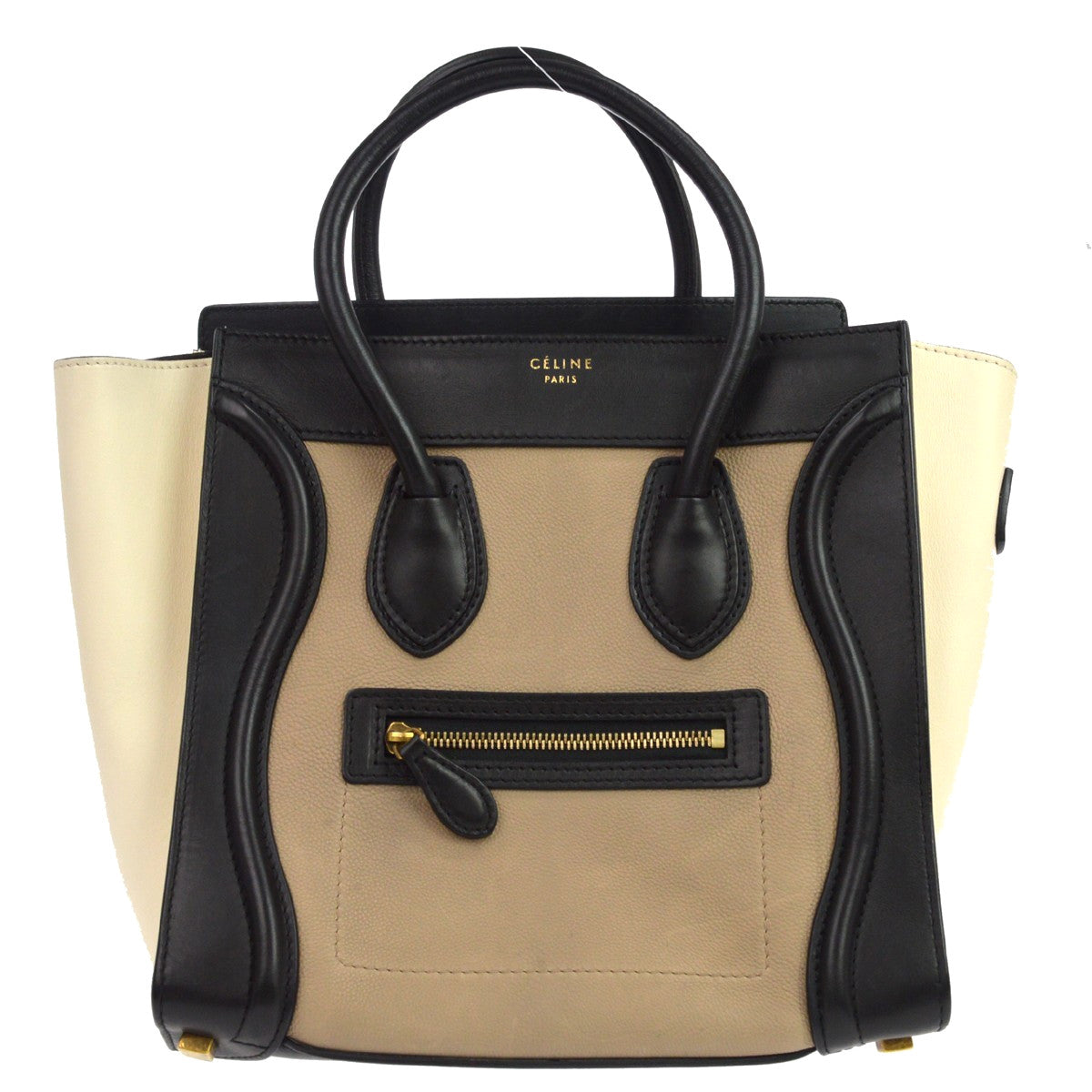 Celine Tricolor Luggage Leather Beige Bag