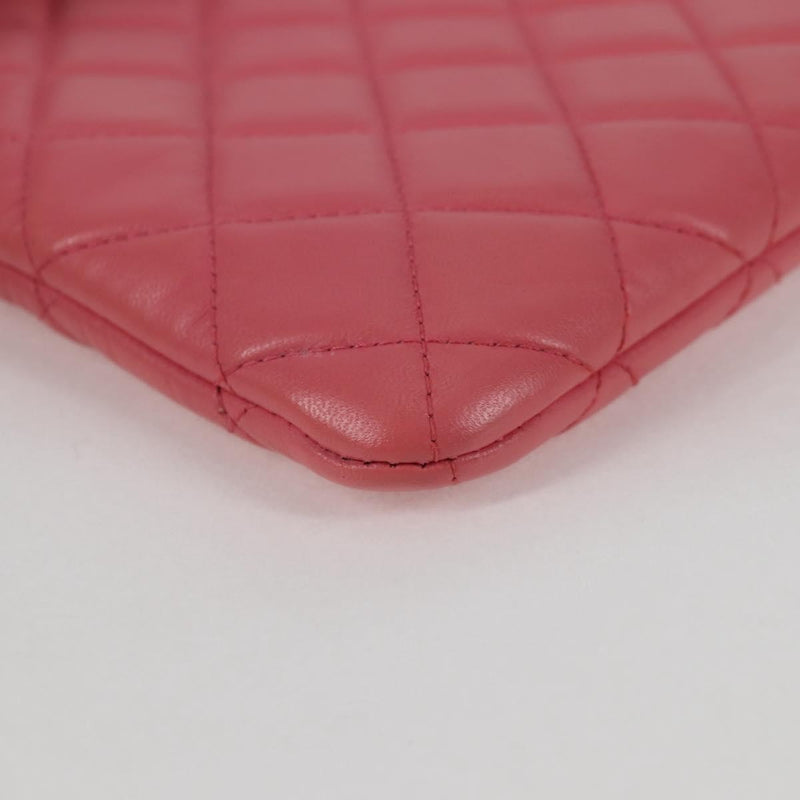 Chanel Cc Casino O Case Clutch Quilted Lambskin Pink Leather