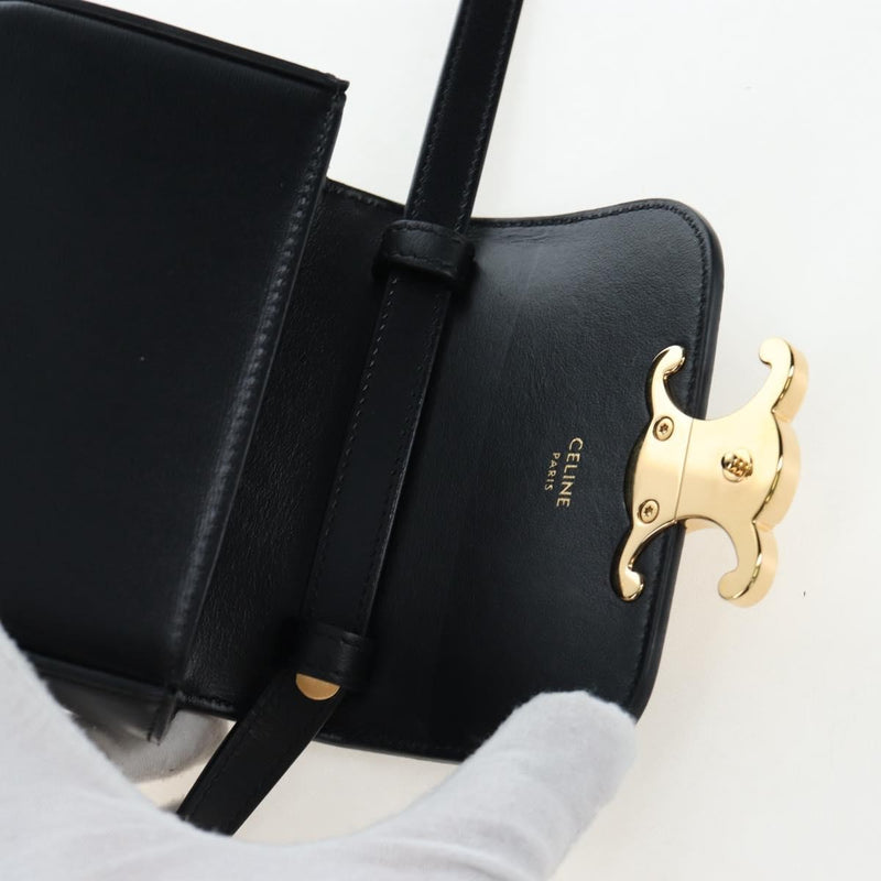 Celine Triomphe Smooth Calfskin Black Leather Bag