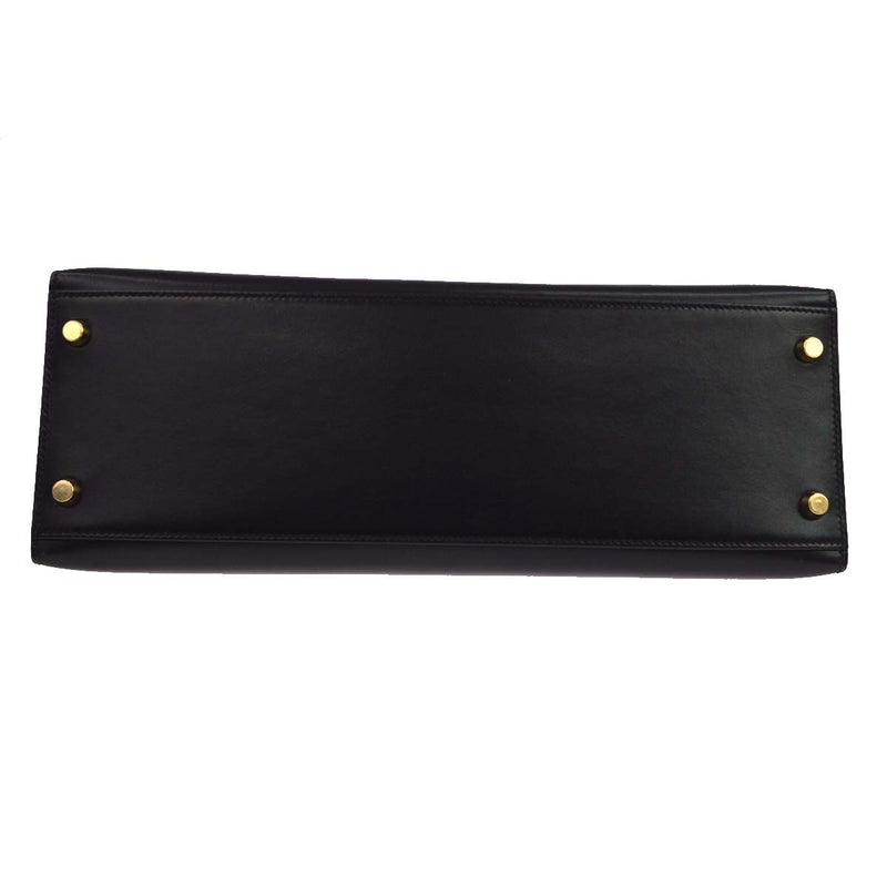 Hermes Kelly Black Box Calf With Gold Hardware Calfskin Bag