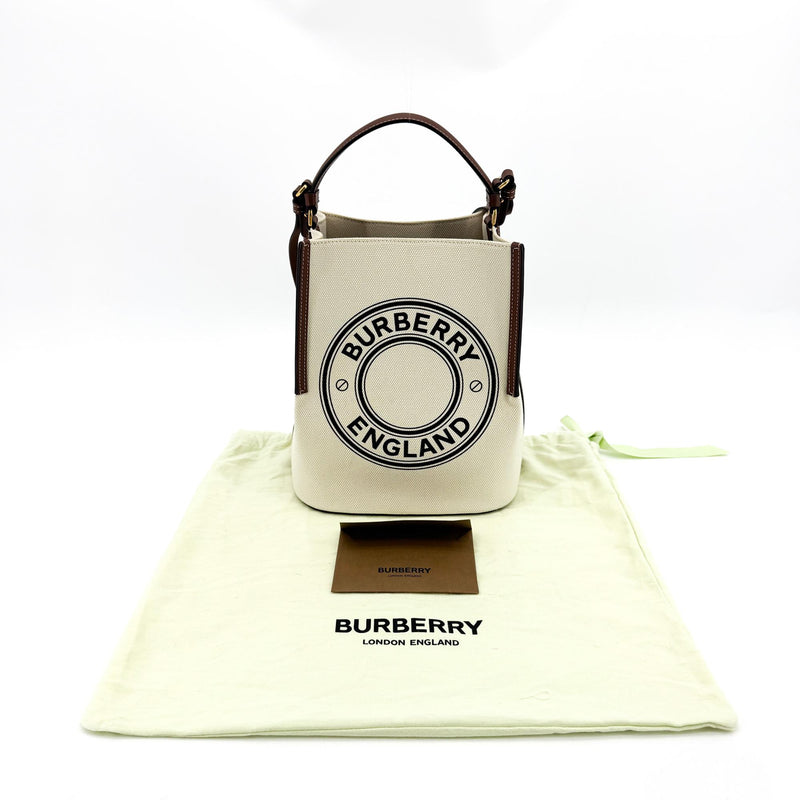 Burberry Peggy Logo Bucket Canvas Beige Bag