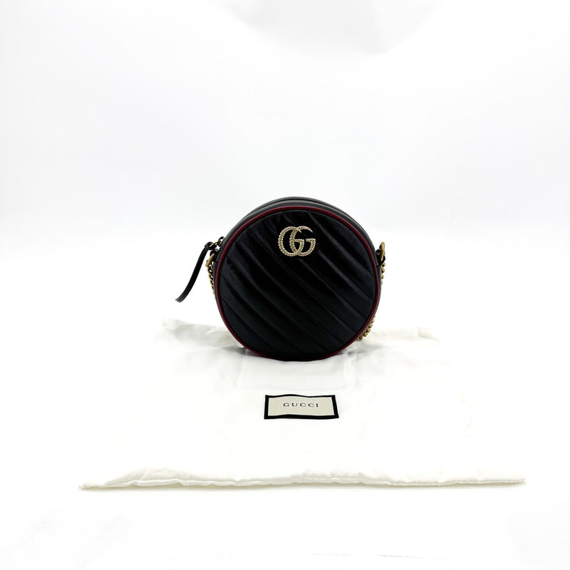 Gucci Gg Marmont Round Matelasse Leather Black Bag