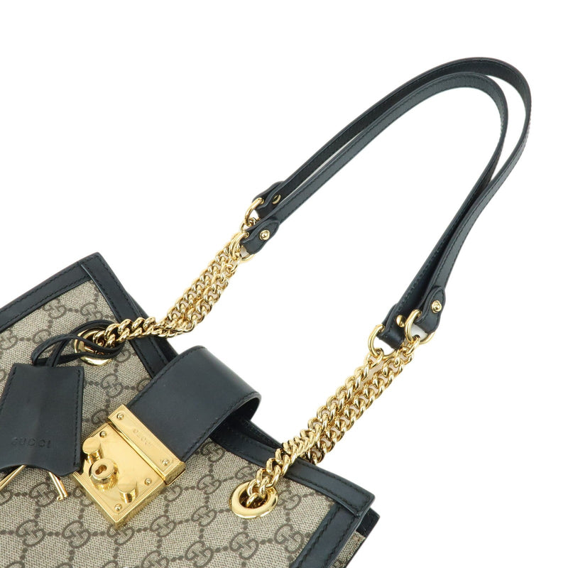 Gucci Padlock Chain Gg Coated Canvas With Leather Beige Bag