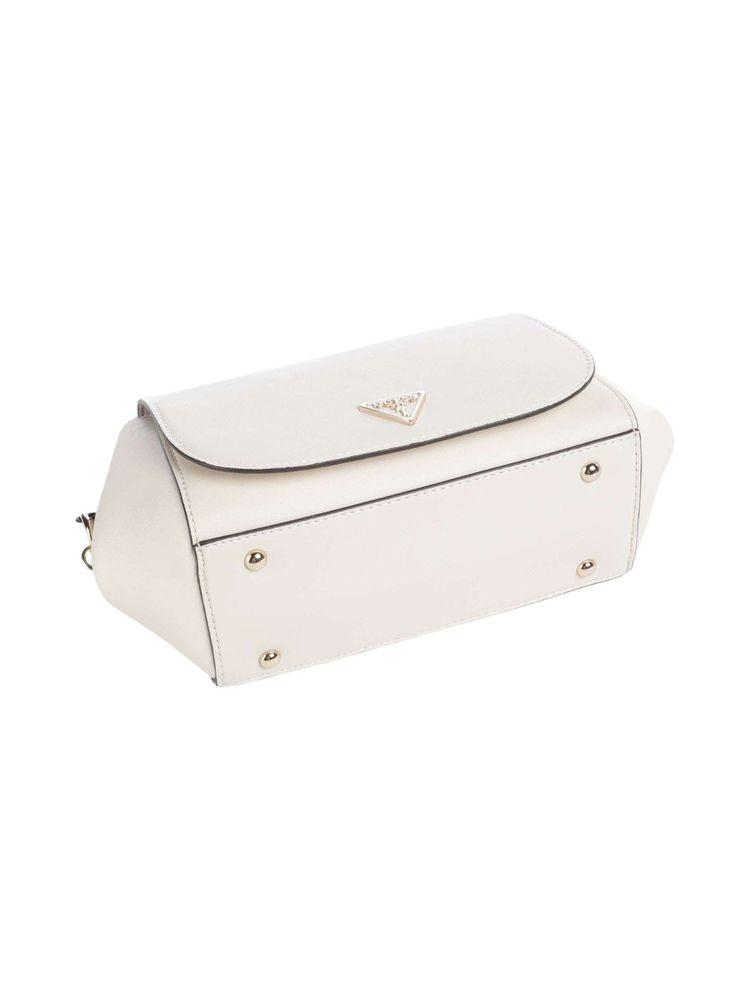 Guess Convertible Flap Crossbody Bag — White Polyurethane