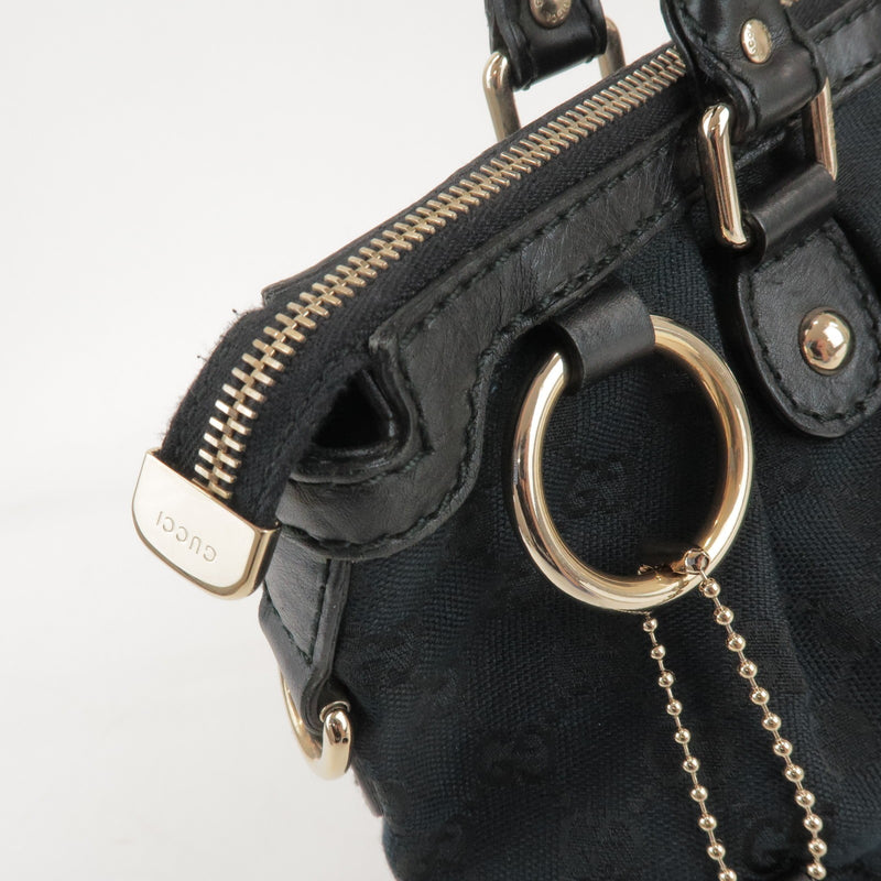 Gucci Sukey Top Handle Satchel Gg Canvas With Leather Black