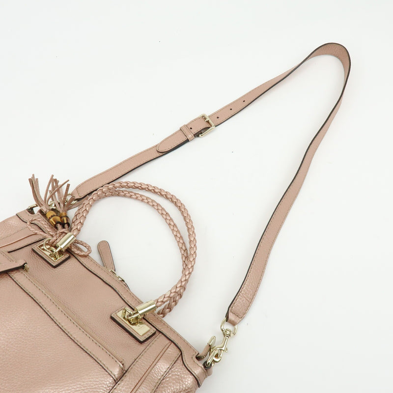 Gucci Bella Convertible Top Handle Leather Pink Bag