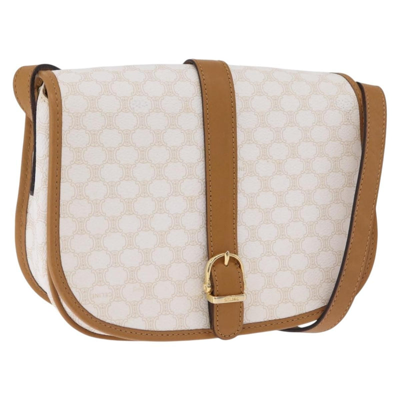Celine Macadam Shoulder Canvas White Bag