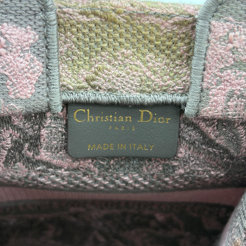 Christian Dior Book Tote Phone Embroidered Canvas Pink