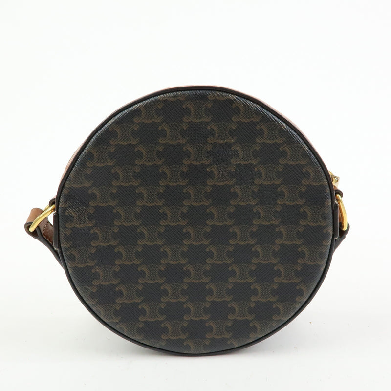 Celine Round Purse On Strap Triomphe Coated Canvas Brown Bag