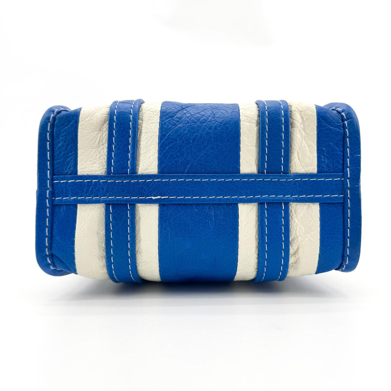 Balenciaga Bazar Striped Leather Blue Bag