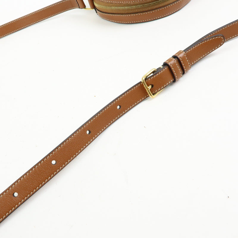 Celine Round Purse On Strap Triomphe Coated Canvas Brown Bag
