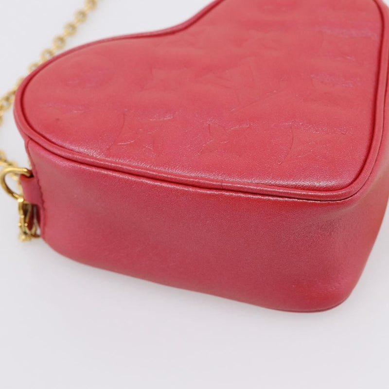 Louis Vuitton Coeur Heart On Chain Monogram Embossed Lambskin Red Leather Bag