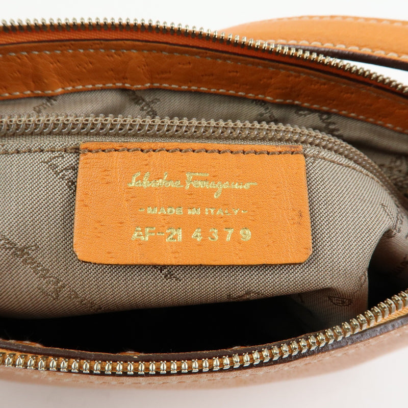 Salvatore Ferragamo Gancini Top Handle Leather Orange Bag