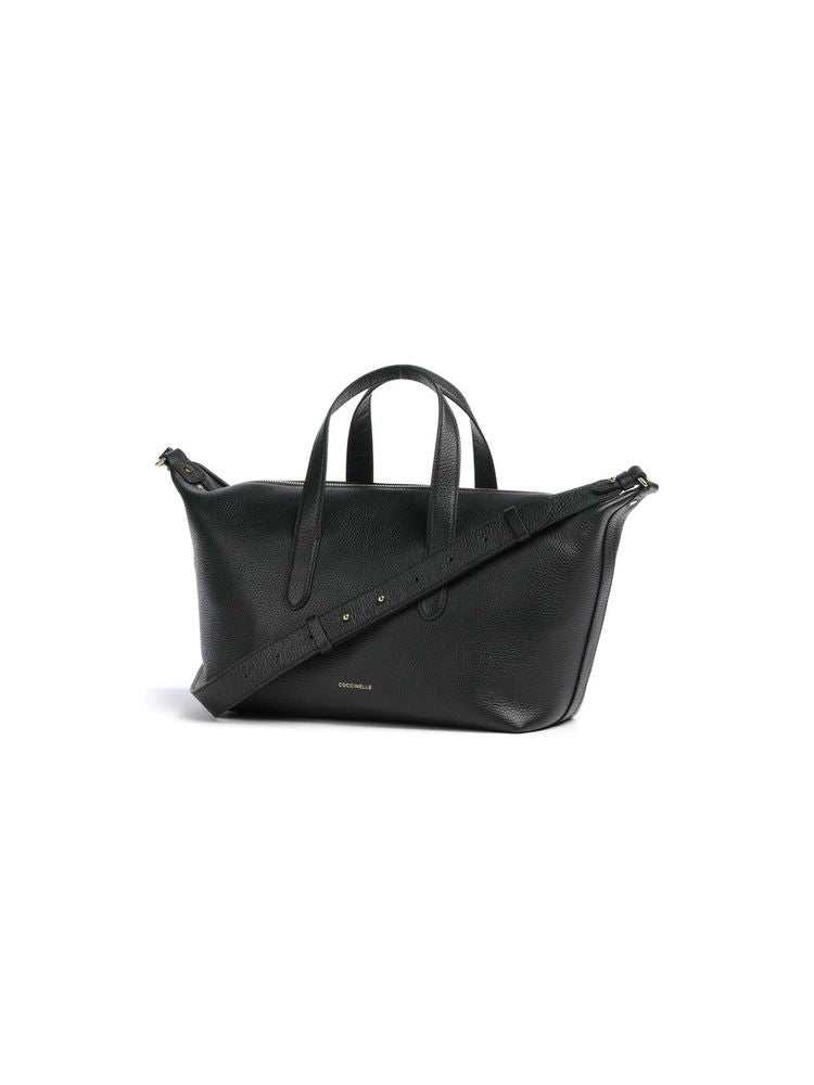 Coccinelle Beat Generation Top Handle Bag — Black Grained Leather