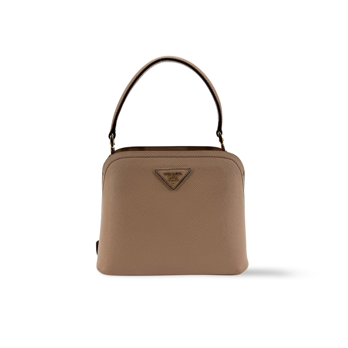 Prada Matinee Top Handle Saffiano Leather Beige Bag
