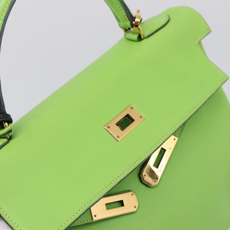 Hermes Kelly Green Gulliver With Gold Hardware Leather Bag