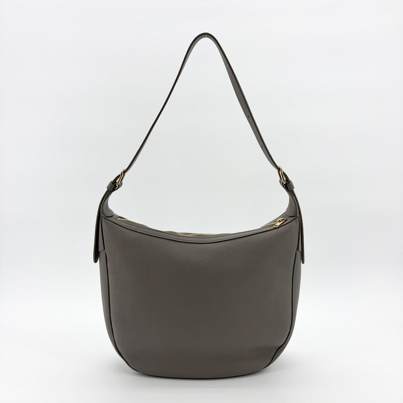 Celine Heloise Triomphe Embossed Leather Gray Bag