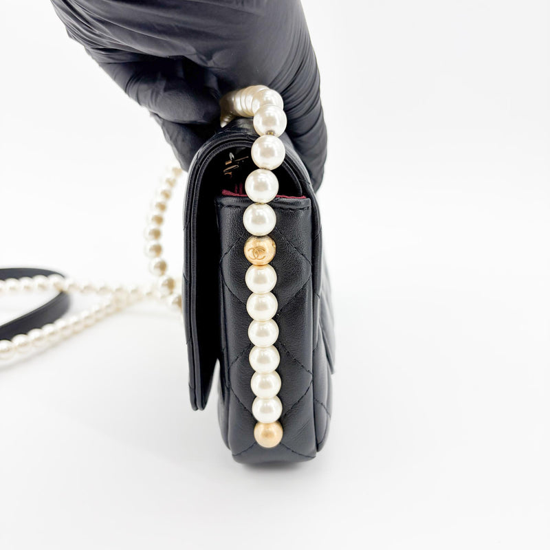 Chanel Wallet On Chain Chevron Patent Black Leather Bag