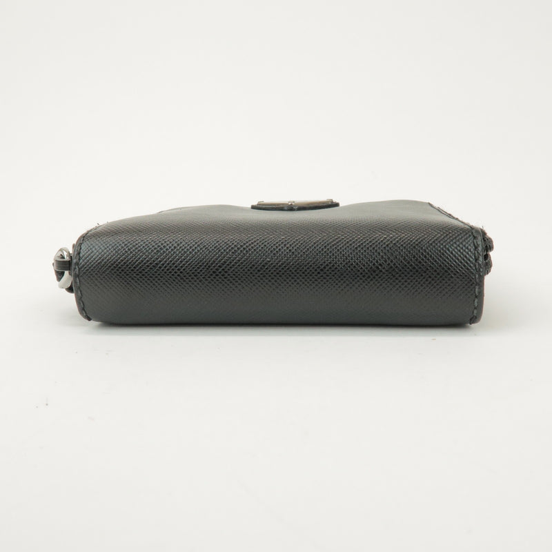 Prada Bifold Zip Around Saffiano Leather Black Accessory