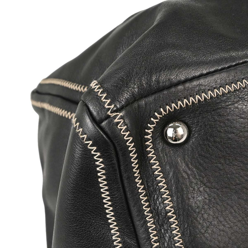 Chanel Vintage Bowler Lambskin Black Leather Bag